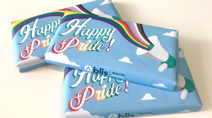 Blis' Pride branded chocolate bars