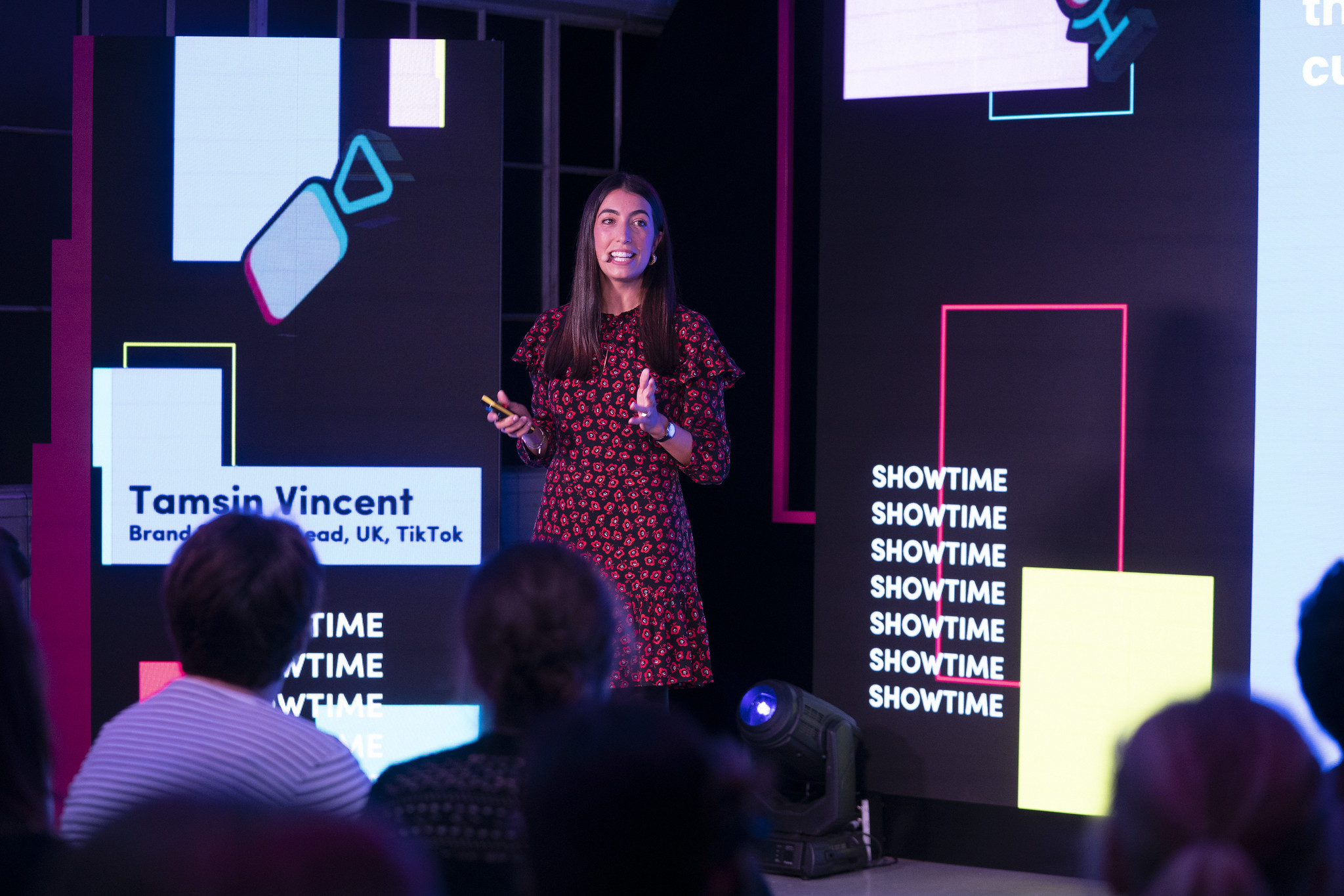 Tamsin Vincent speaking at TikTok's Digital Upfront