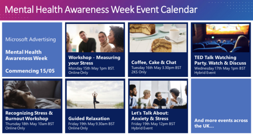 Mental Health Week calendar