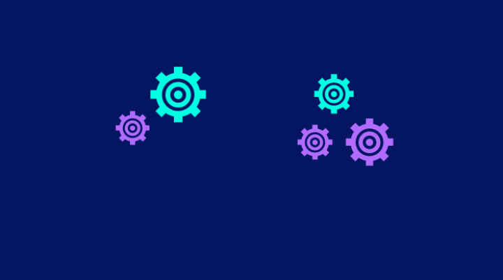 Cogs on a navy background
