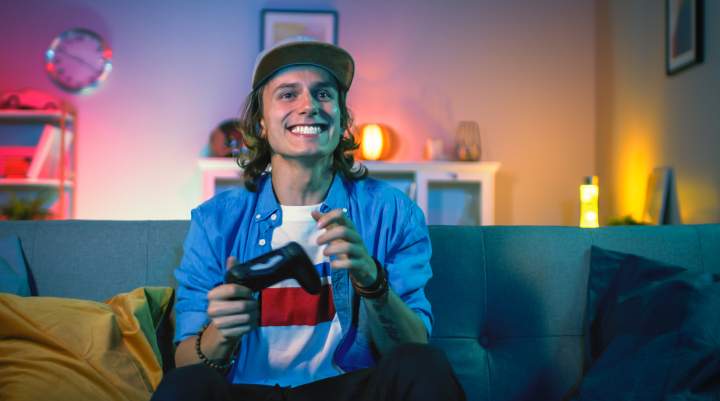 Man playing with a gaming console