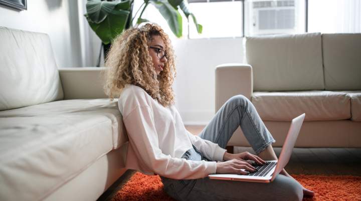 A woman on a laptop