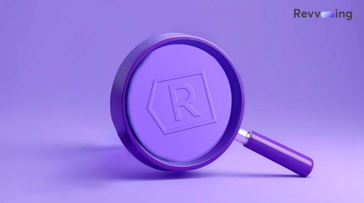 Magnifying glass with Revving coin