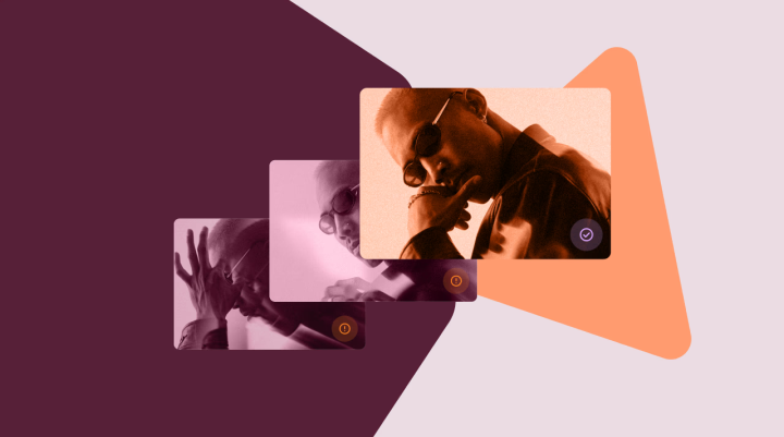 three squares with man and using Cape.io logos and colours in background