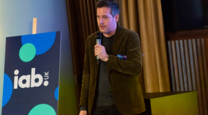 Person speaking at an event