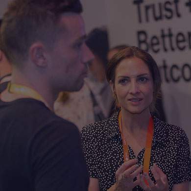 A stock photo of a lady talking to a man with no relevance to the content