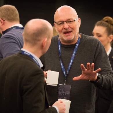 Two people speaking to each other