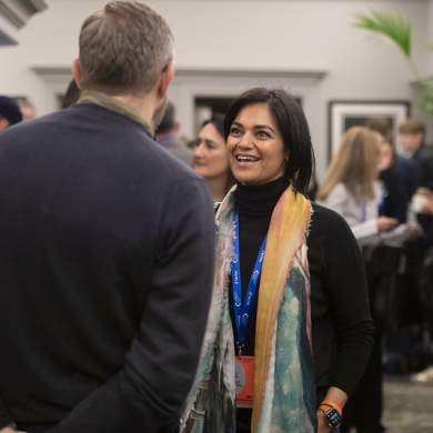 Woman talking at an IAB event