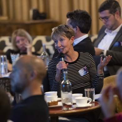 Woman speaking at an IAB UK roundtable