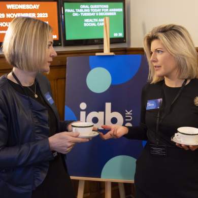Two women engaged in conversation