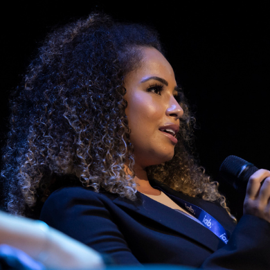 Amber Rose Gill speaking at Podcast Upfronts