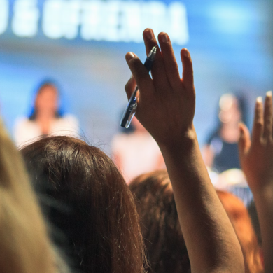 someone with their hand up