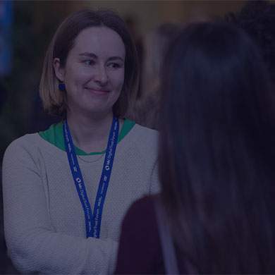 Stock image of two women talking