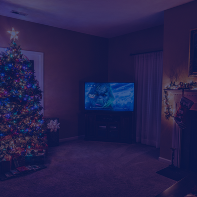 CTV in a Christmas decor living room