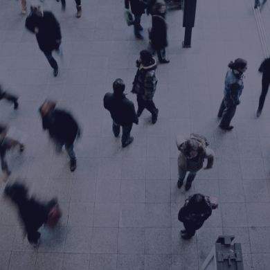 Commuters passing by