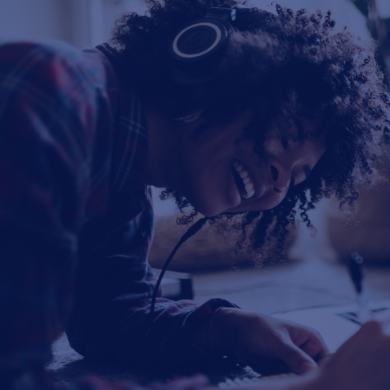 woman with headphones