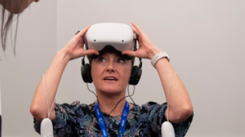 Woman using VR headset