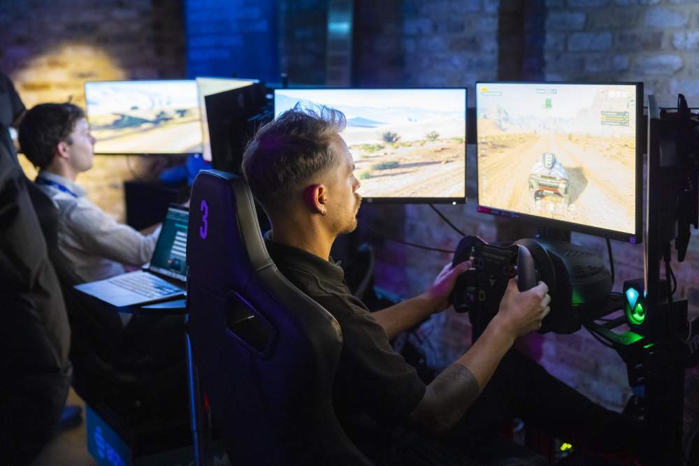 man playing computer games 
