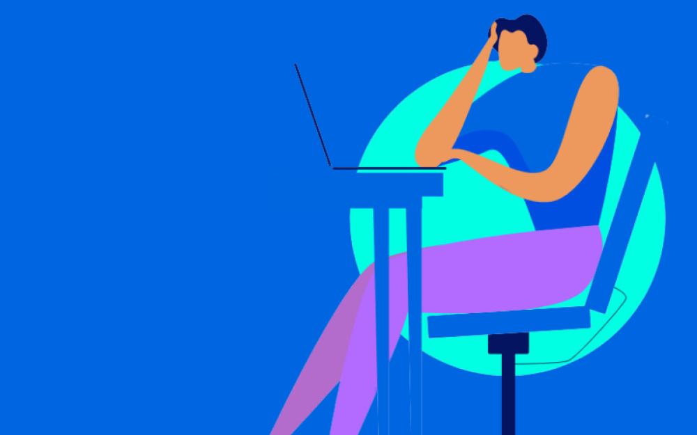 Woman sat at a computer