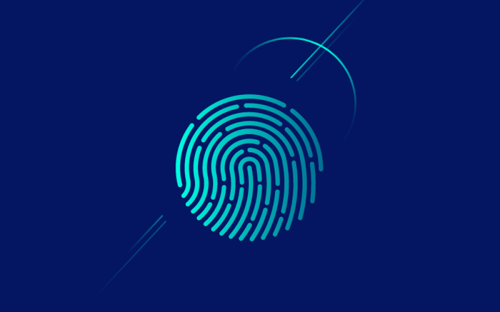 Fingerprint icon on navy background