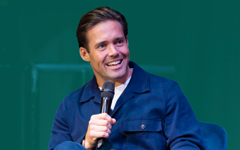 Spencer Matthews speaking at Podcast Upfronts 2023