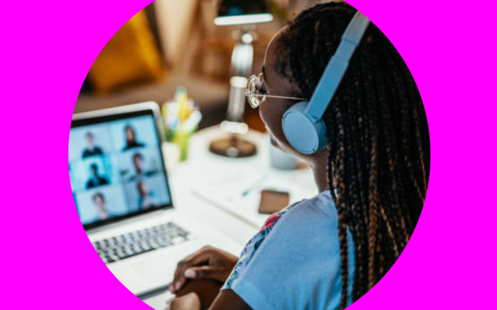 Woman watching IAB UK webinar